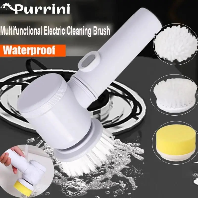5-in-1 Rechargeable Magic Brush | Handheld Electric Scrubber | 360° Rotating with 3 Replaceable Multipurpose Brush Heads Velora Velora