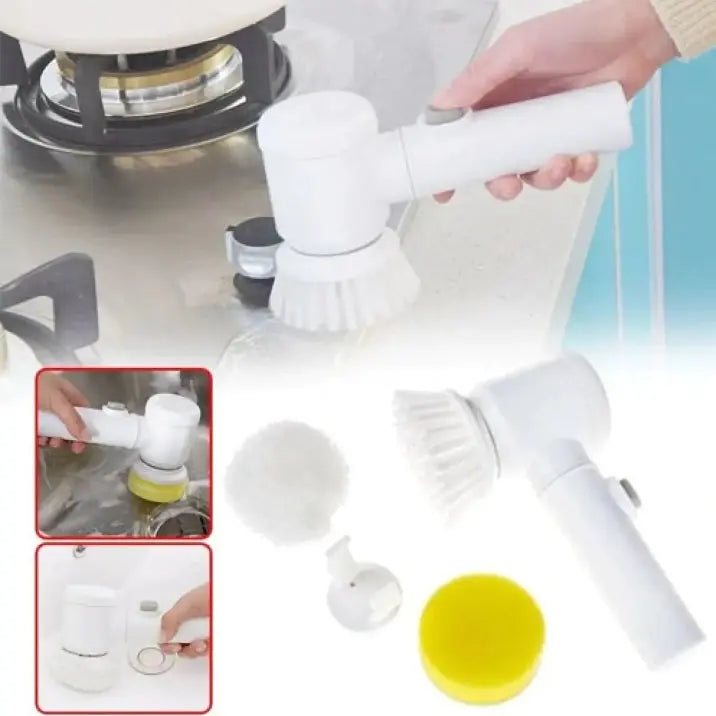5-in-1 Rechargeable Magic Brush | Handheld Electric Scrubber | 360° Rotating with 3 Replaceable Multipurpose Brush Heads Velora Velora
