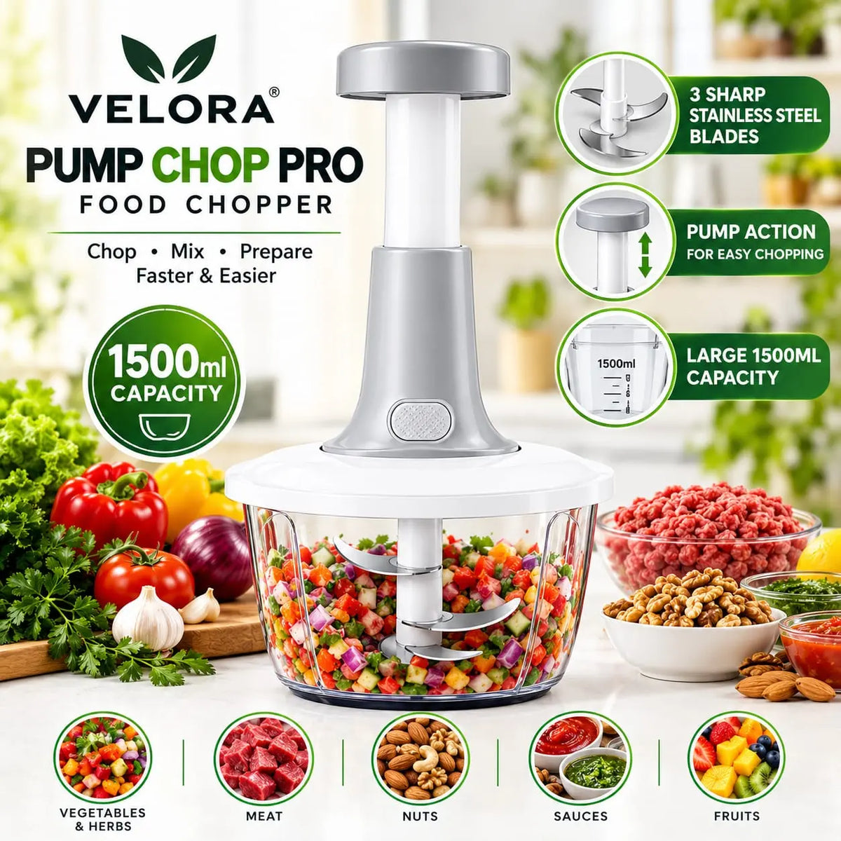 Pump & Chop Pro 1500ml Velora Velora